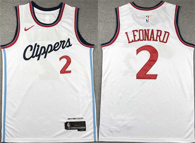 Men%27s Los Angeles Clippers #2 Kawhi Leonard White Stitched Jersey